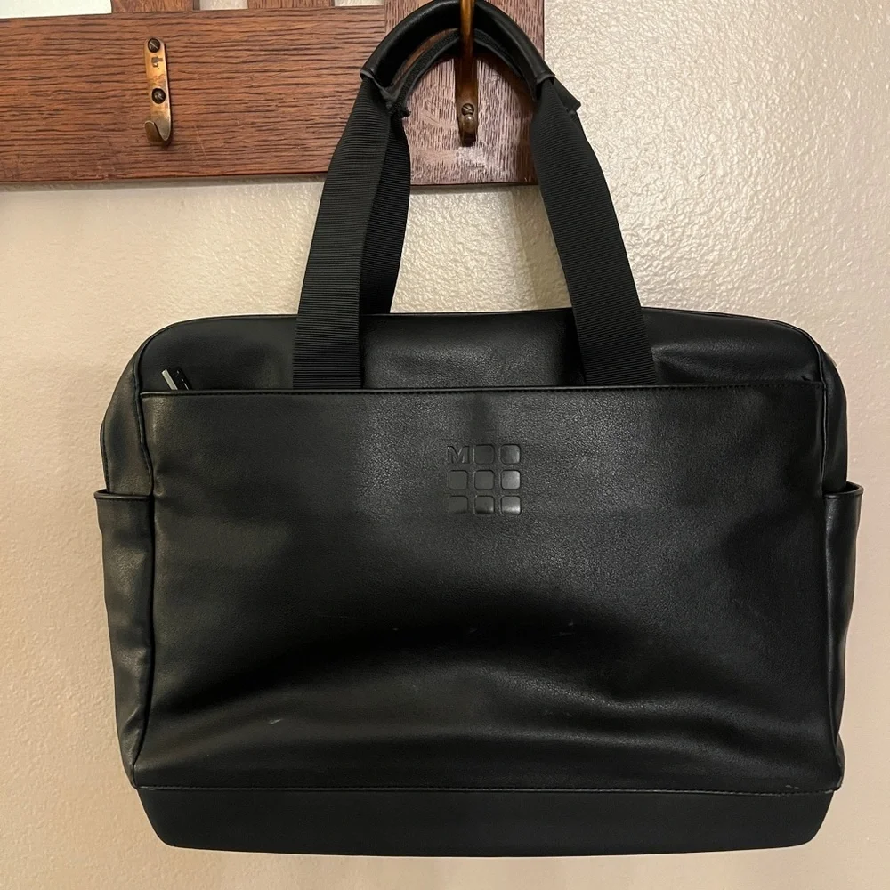 Black Moleskine Classic Briefcase Laptop Bag With Strap